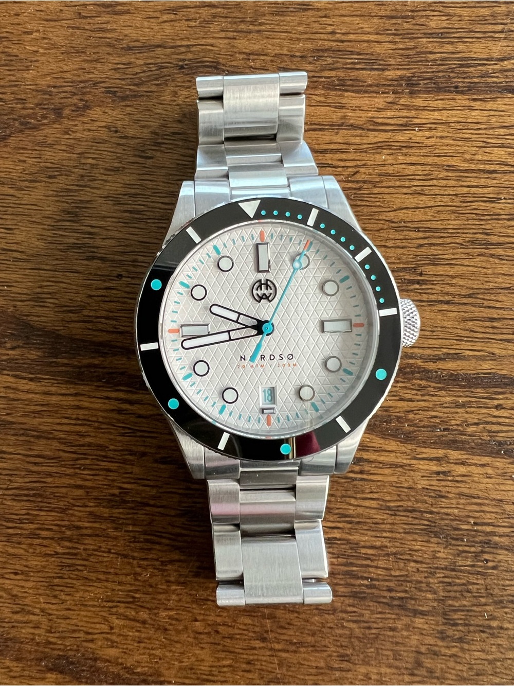 Henry Archer Men’s Watch in Silver, Black and Aqua
